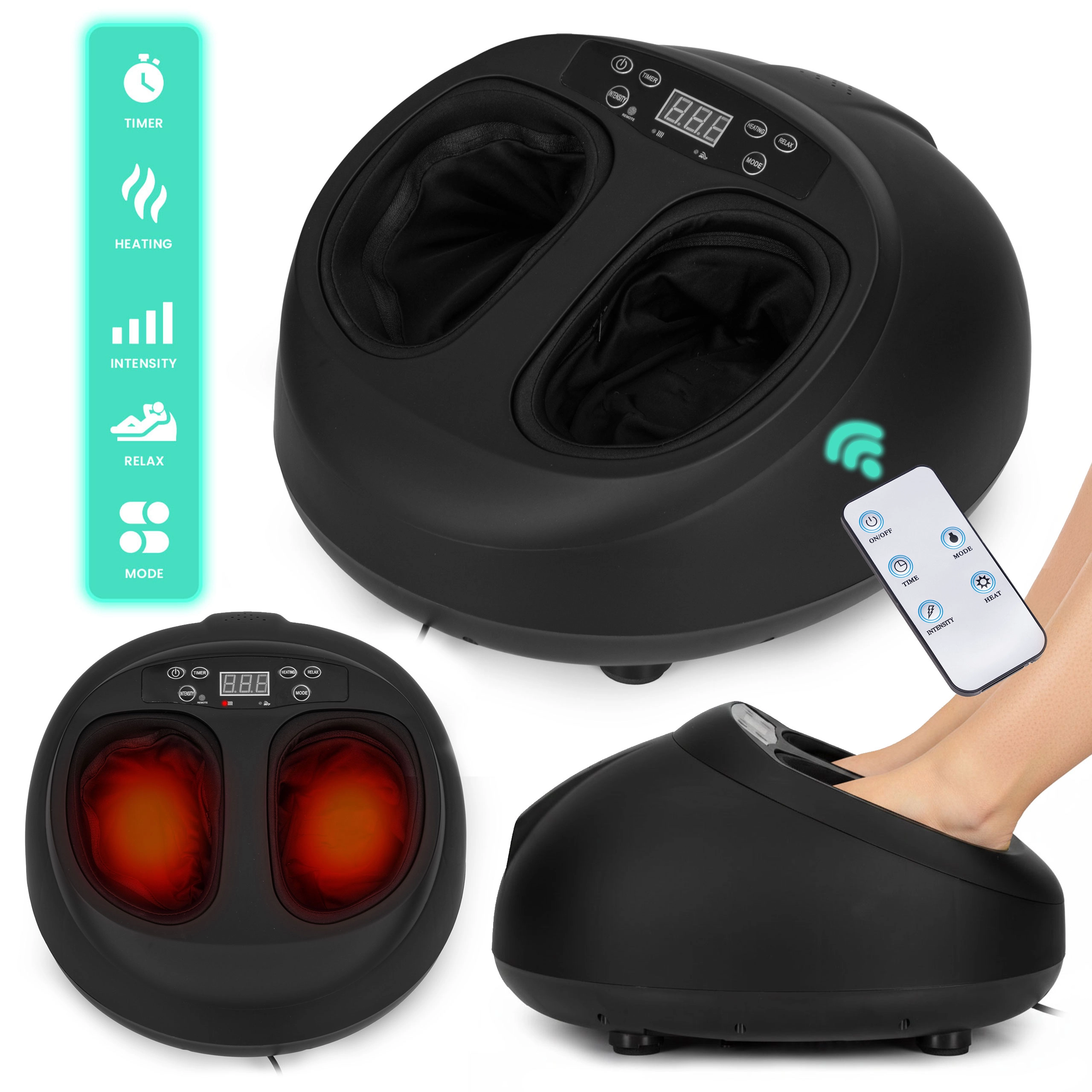 E-shop Elektrický masážny prístroj na chodidlá s ohrevom a diaľkovým ovládaním 40 W ModernHome