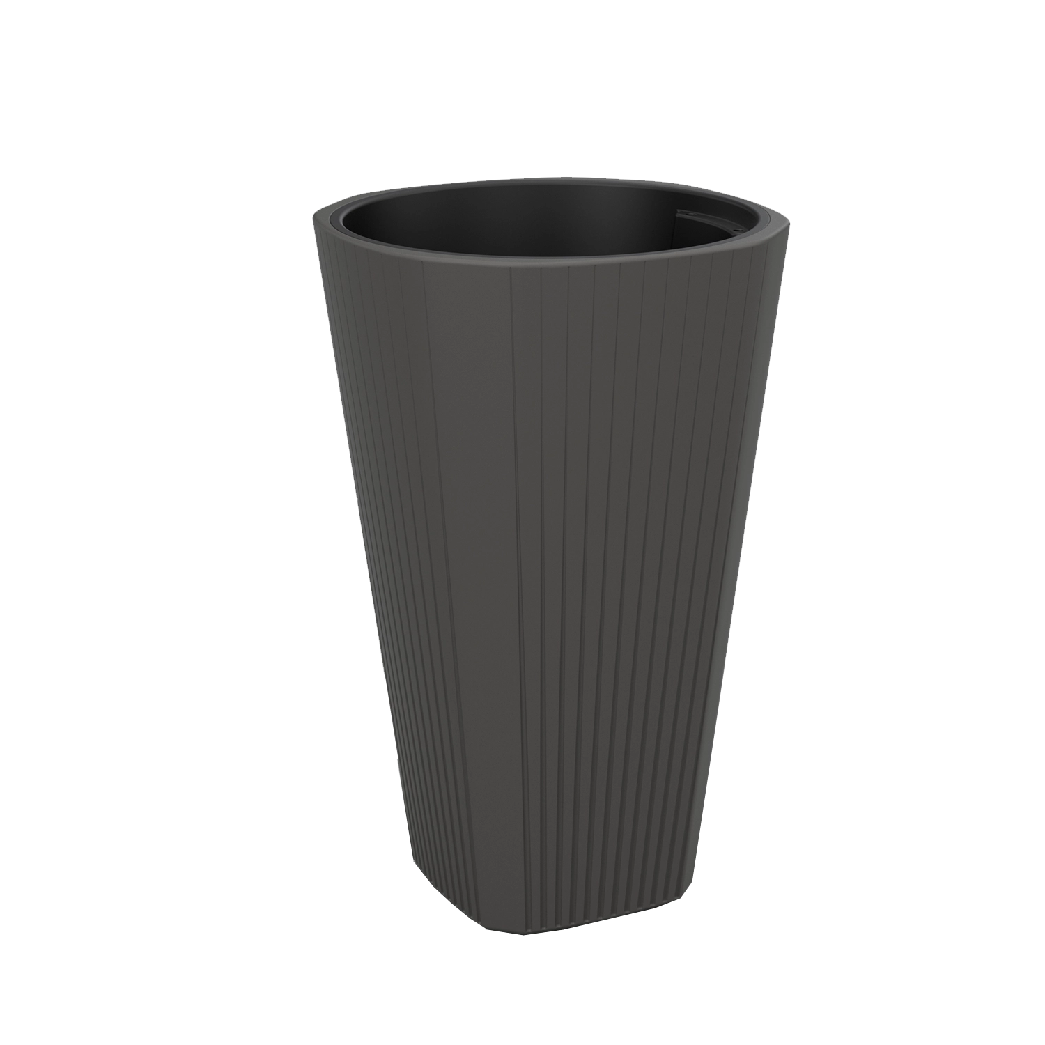 E-shop Kinekus Kvetináč plastový MUZA antracit, priemer 388 mm, výška 607 mm, s vložkou