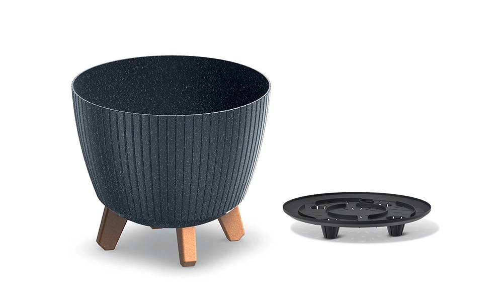 E-shop Prosperplast Květináč LAMIAL ECO WOOD antracitový, 23,2 cm