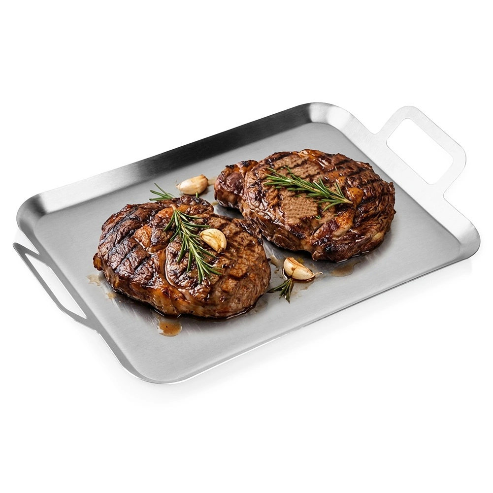 Nerezová grilovacia doska 43 × 25 cm s úchytmi