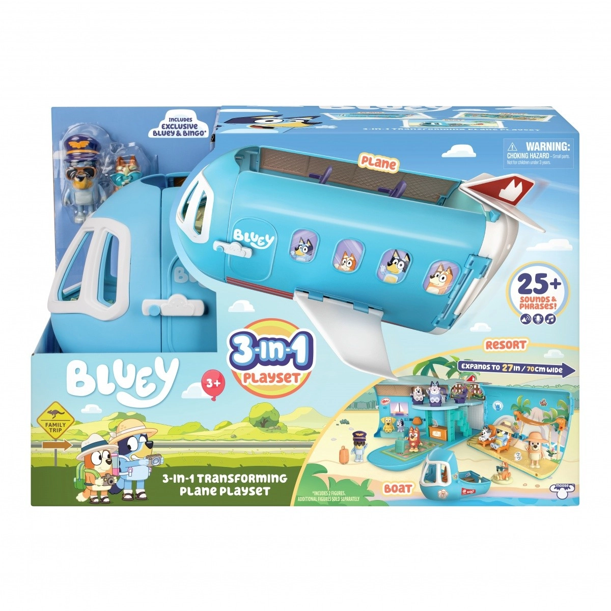 E-shop Bluey Lietadlo 3 v 1 s 2 figúrkami