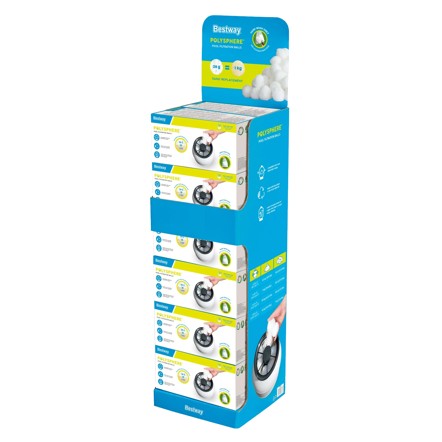 E-shop Filtračné guličky BESTWAY Polysphere 500 g – stojanové balenie 12 ks