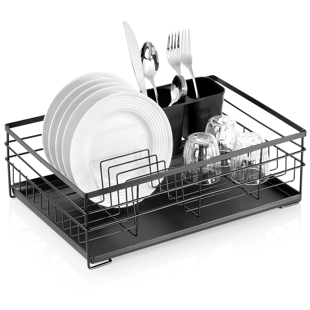 Čierny odkvapkávač na riad 41,5 × 28,5 × 13,5 cm