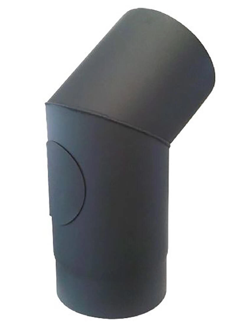E-shop Dymové koleno s otvorom 160 mm, 45°, oceľ 1,5 mm, čierne