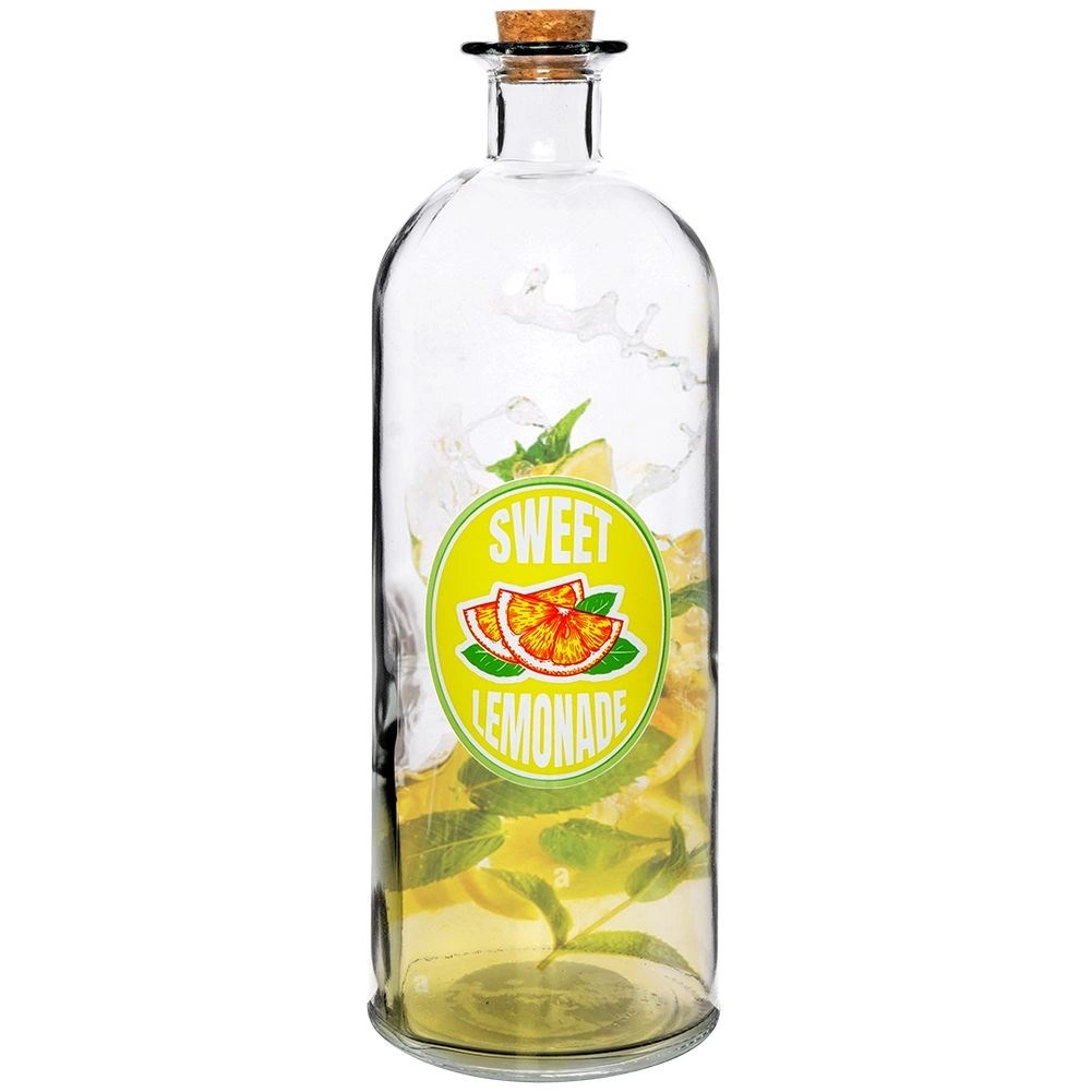 Sklenená fľaša na limonádu 1 l s korkom