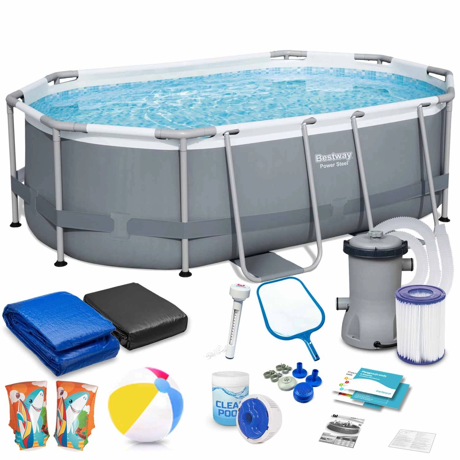 E-shop Záhradný rámový bazén BESTWAY Power Steel 305 × 200 × 84 cm set 17v1