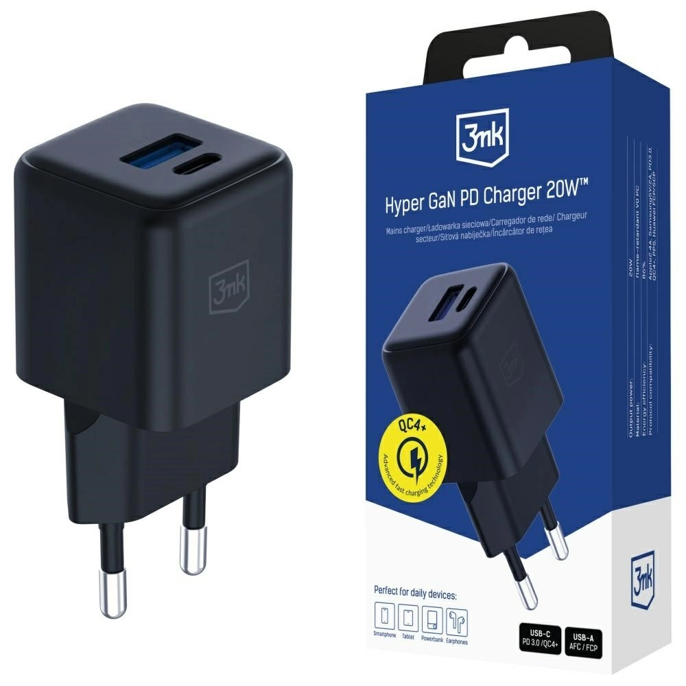 E-shop Sieťová nabíjačka 3mk Hyper GaN 20 W čierna