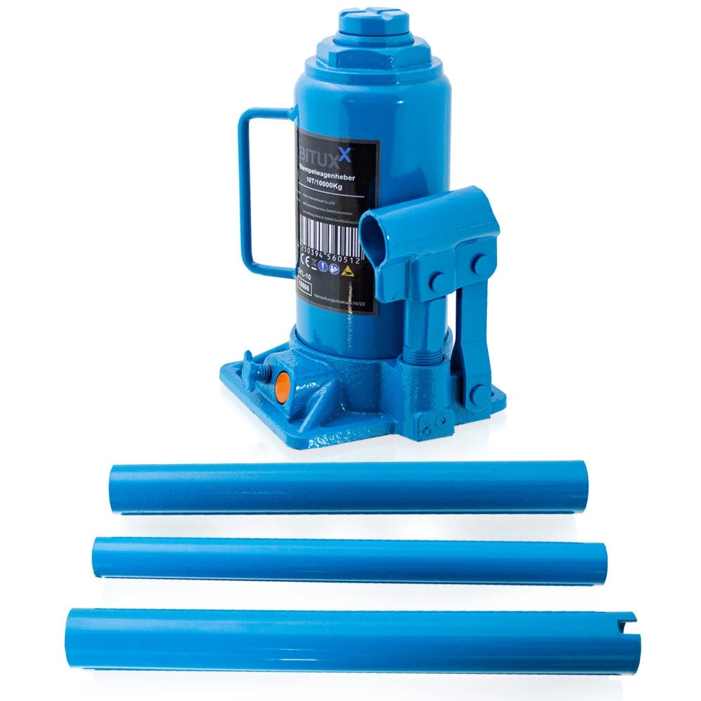 Hydraulický fľašový zdvihák 10 t, 205–335 mm, oceľový, kompaktný