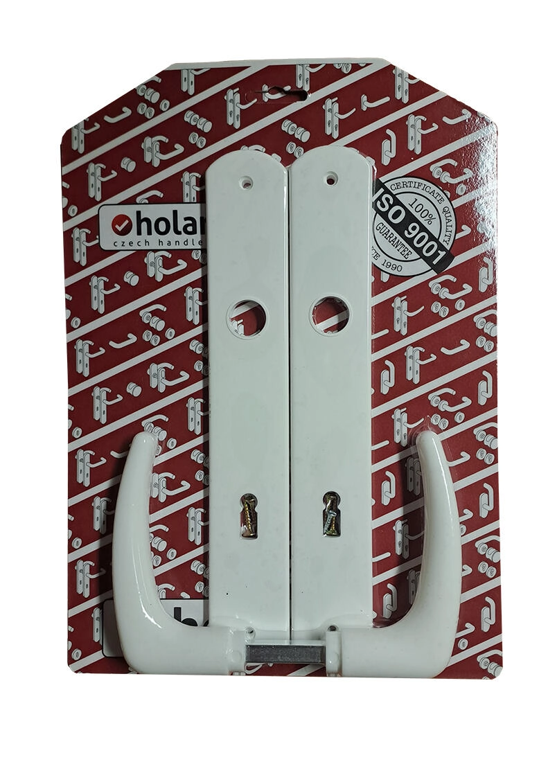 E-shop Dverová kľučka Klasik so štítkom XXL 90 mm pre dozický zámok, biela