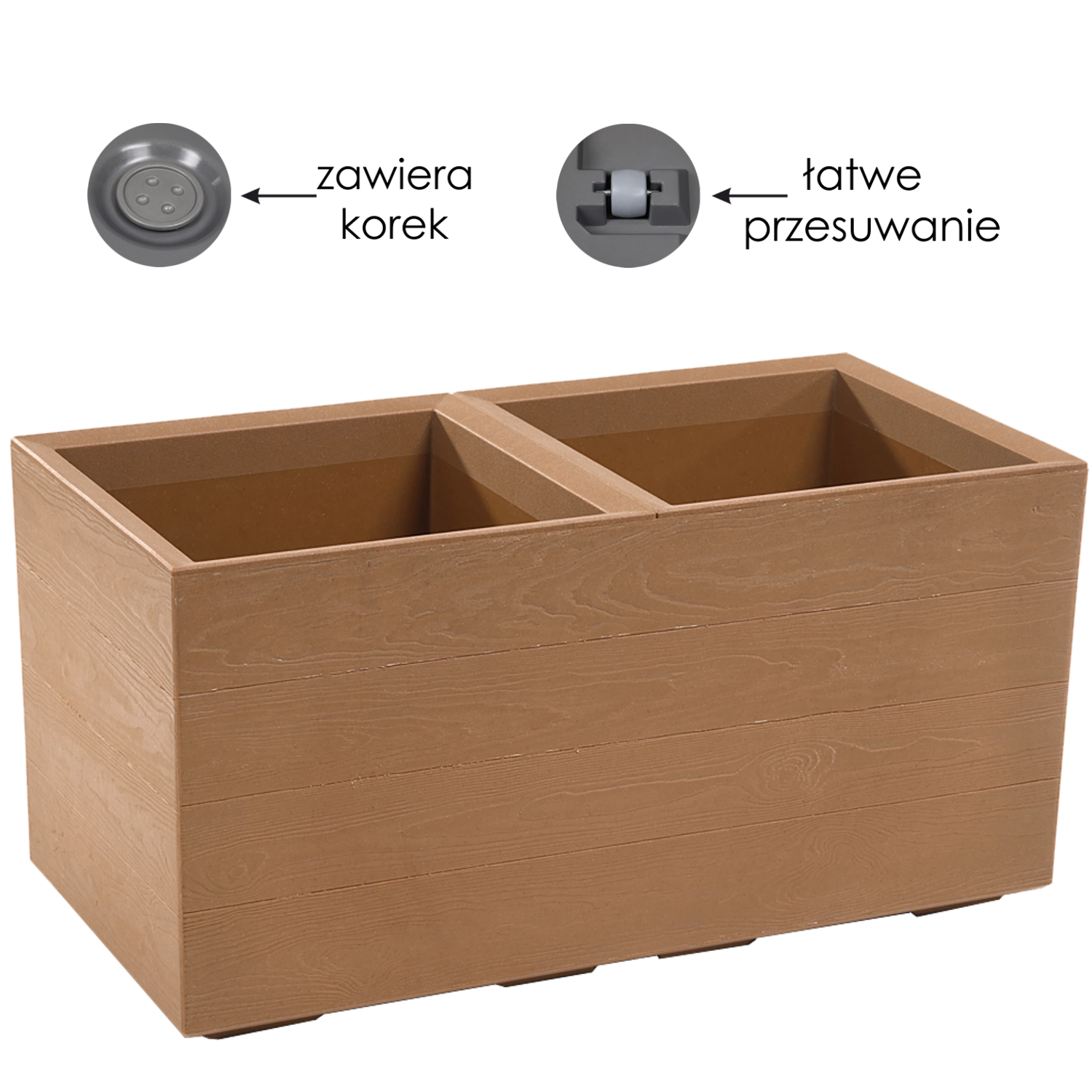 E-shop Kvetináč Karo Eco Wood 80 × 40 × 40 cm, prírodné drevo