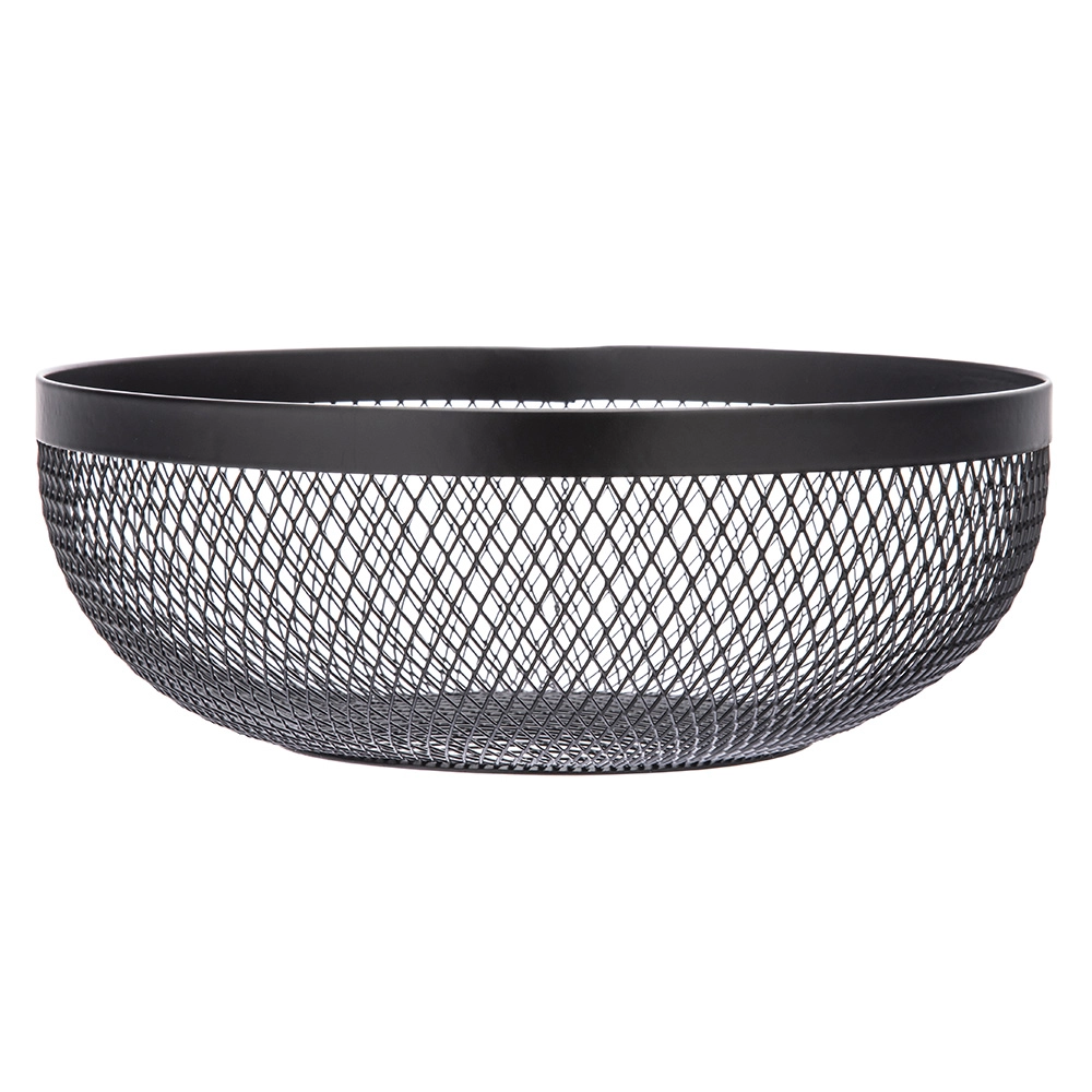 E-shop Kovový okrúhly košík na ovocie čierny 26 cm