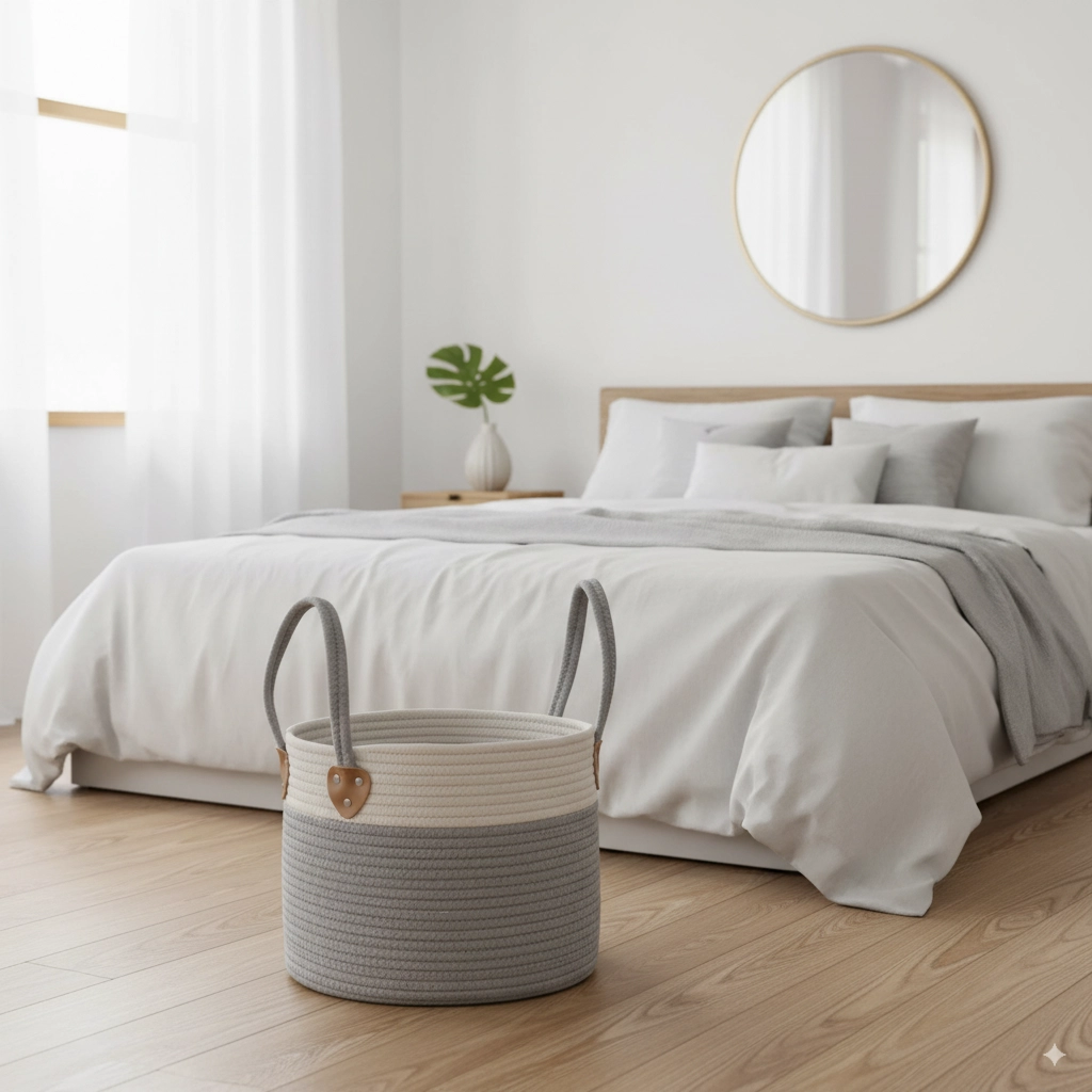 E-shop Okrúhly úložný kôš na bielizeň a hračky 35 × 30 cm – sivý