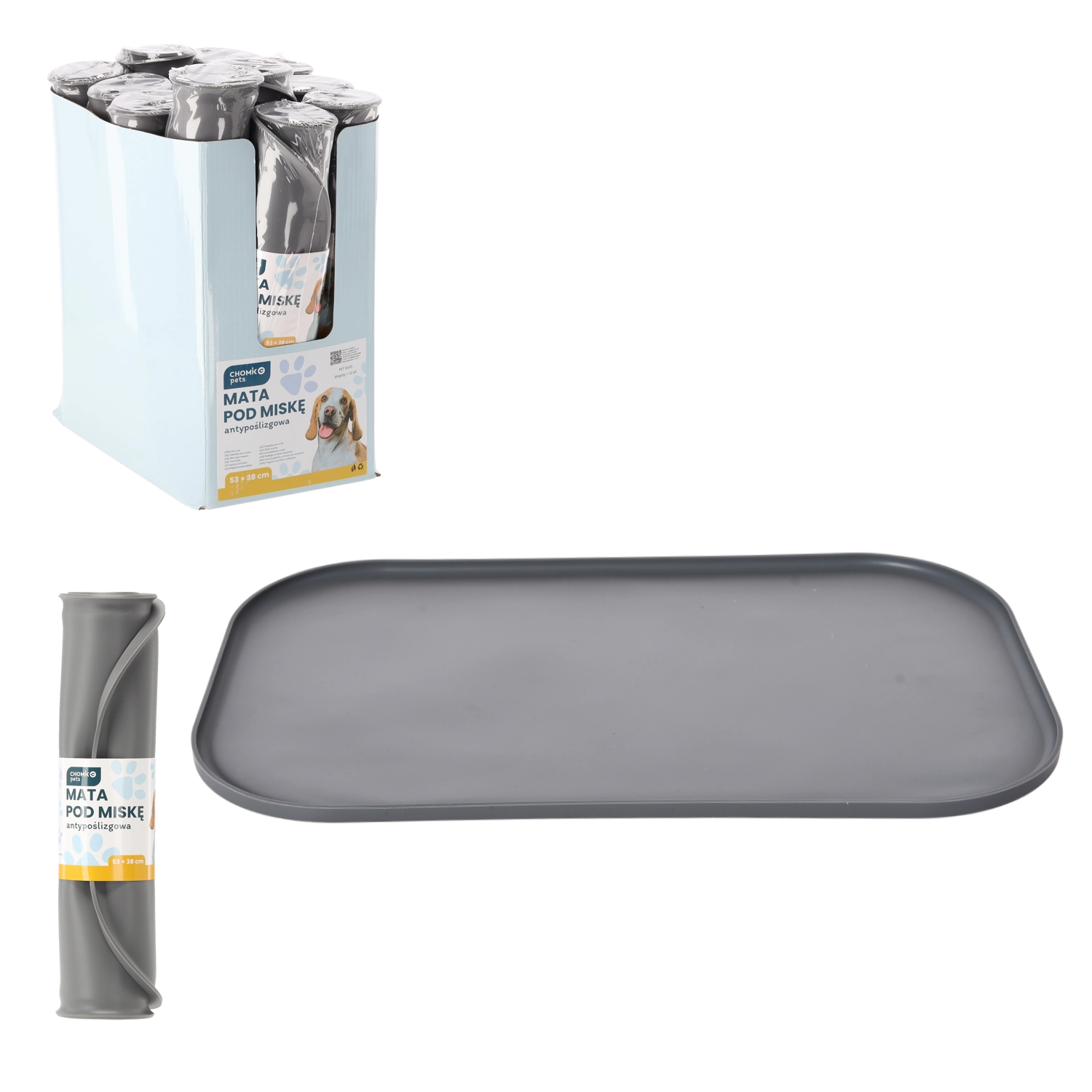 E-shop Protišmyková silikónová podložka pod misky 53 × 38 cm – sivá