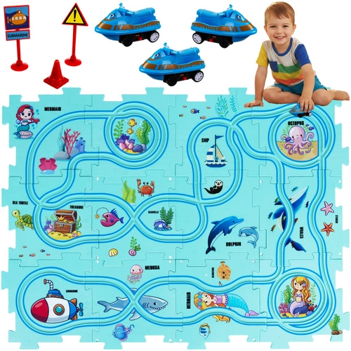 E-shop Edukačná puzzle podložka s morskou dráhou a vozidlami 25 ks KRUZZEL