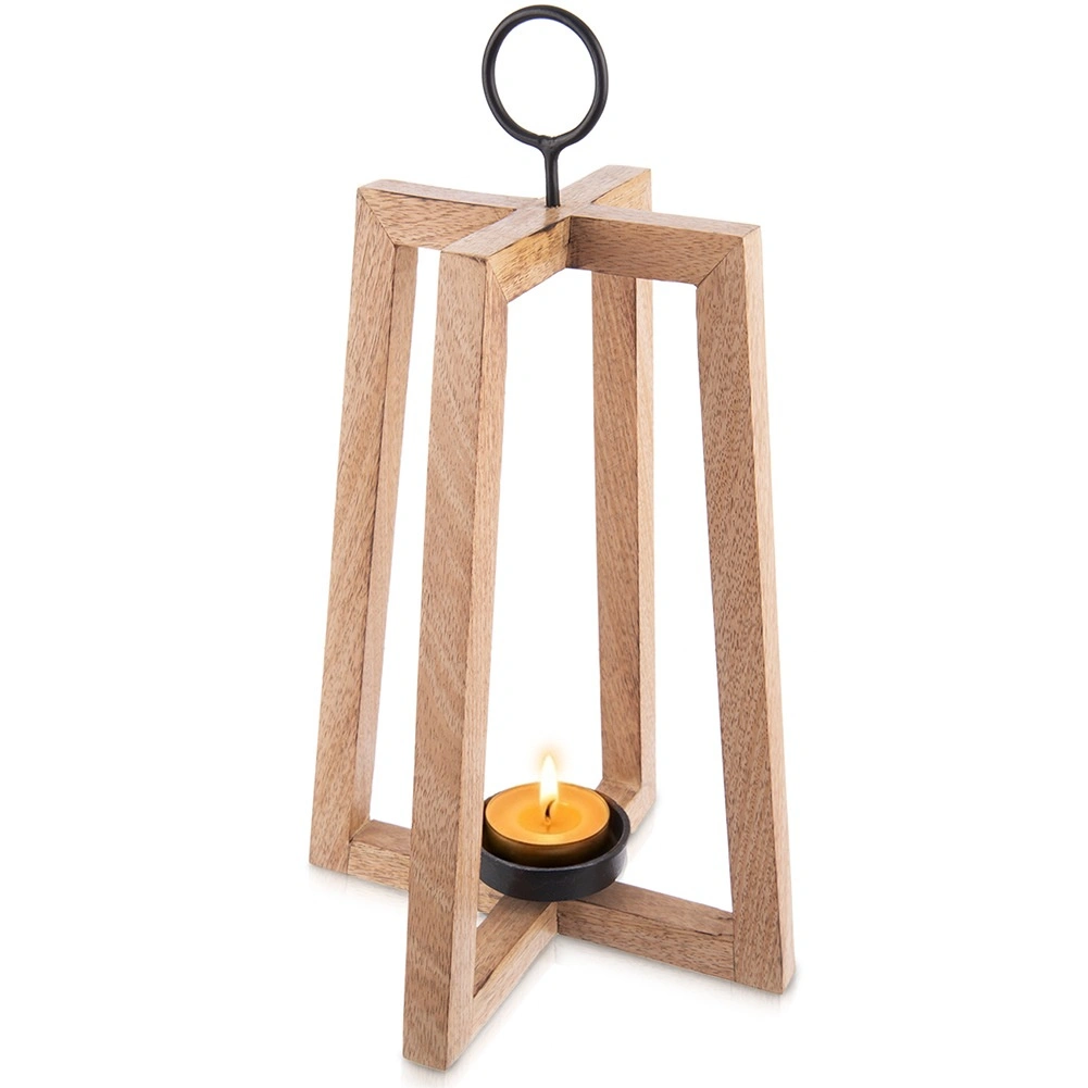 Závesný drevený svietnik z manga 25 × 25 × 44 cm