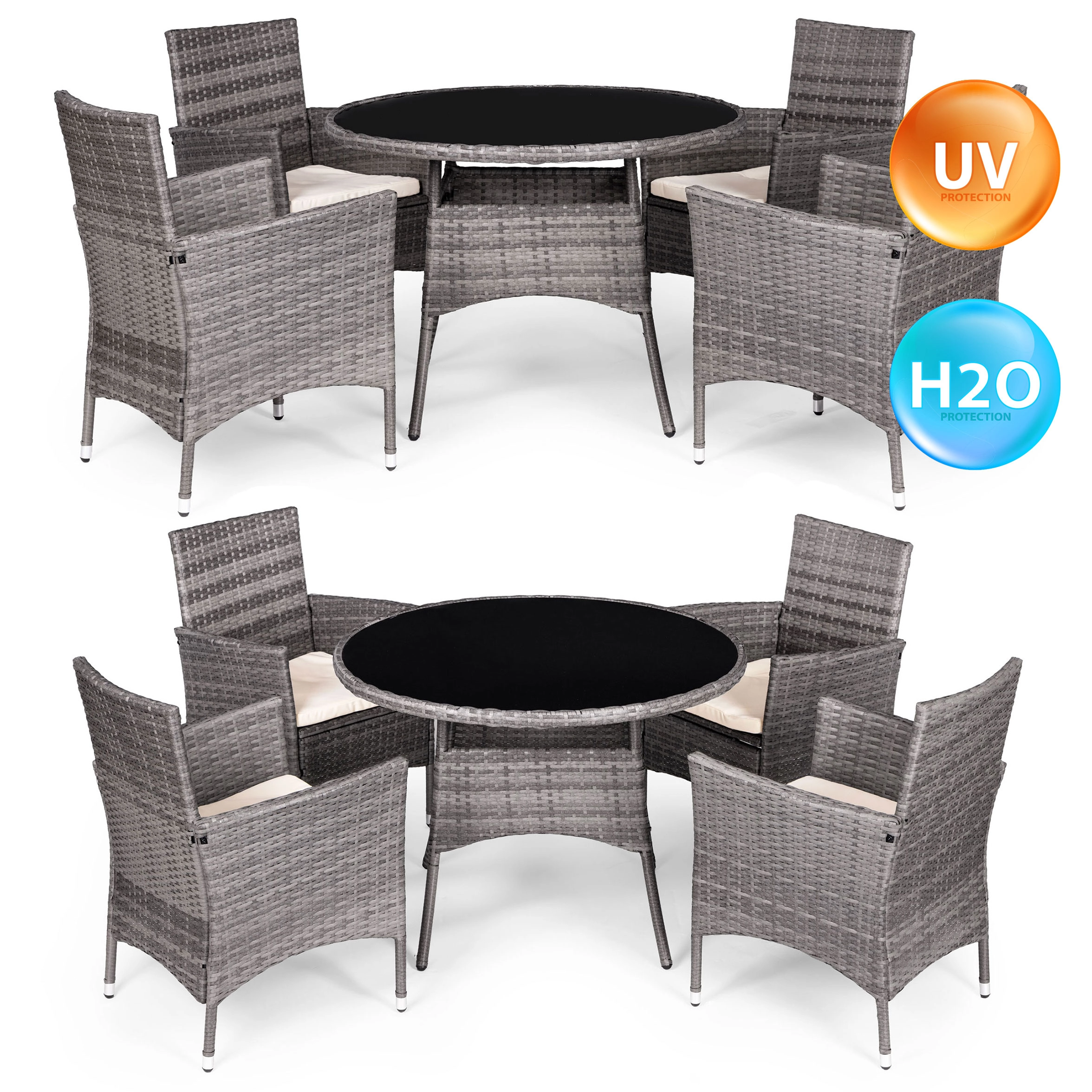 Záhradný nábytok z polyratanu – 4 stoličky + okrúhly stôl MultiGarden