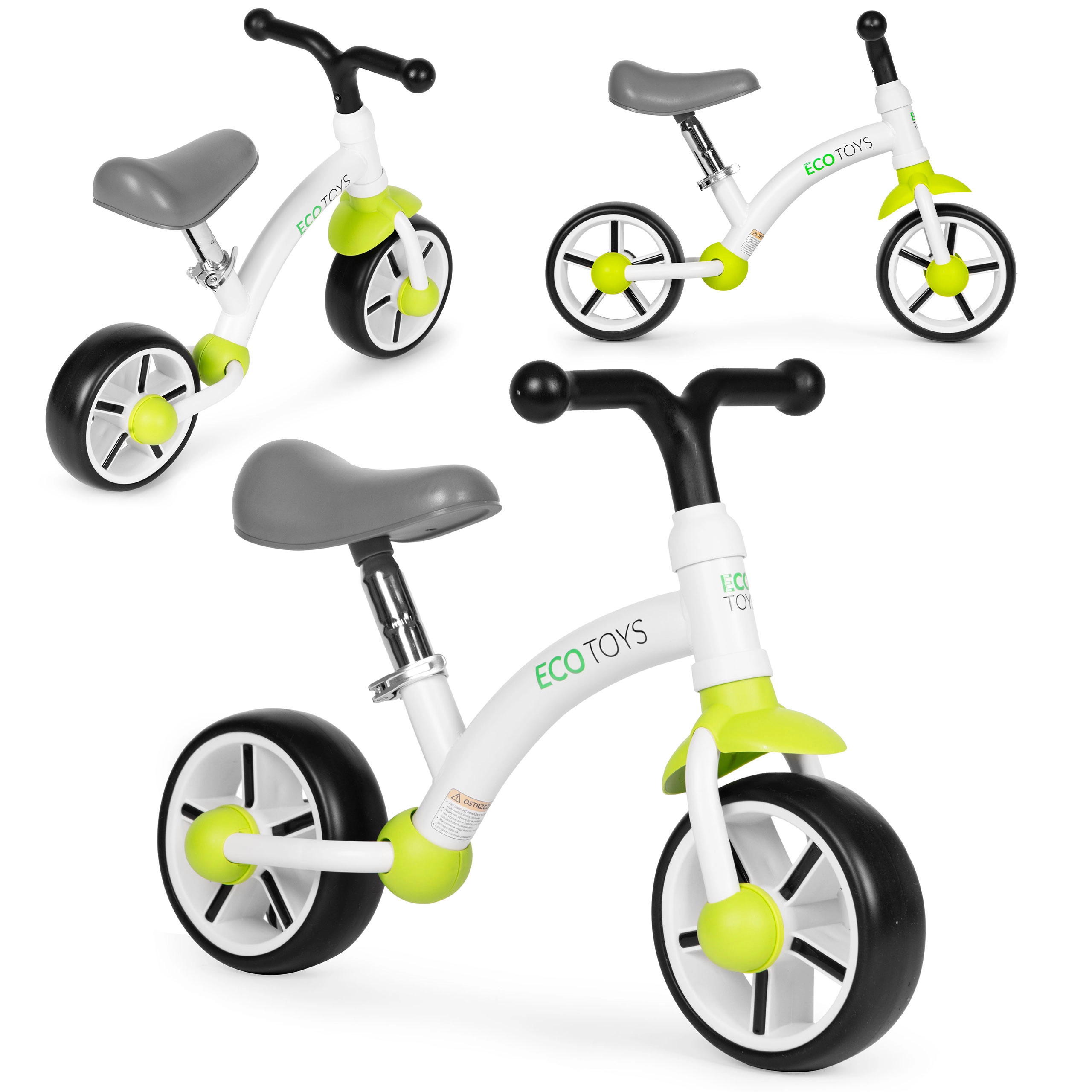 E-shop Odrážadlo pre deti s EVA kolesami a nastaviteľným sedlom ECOTOYS zelené