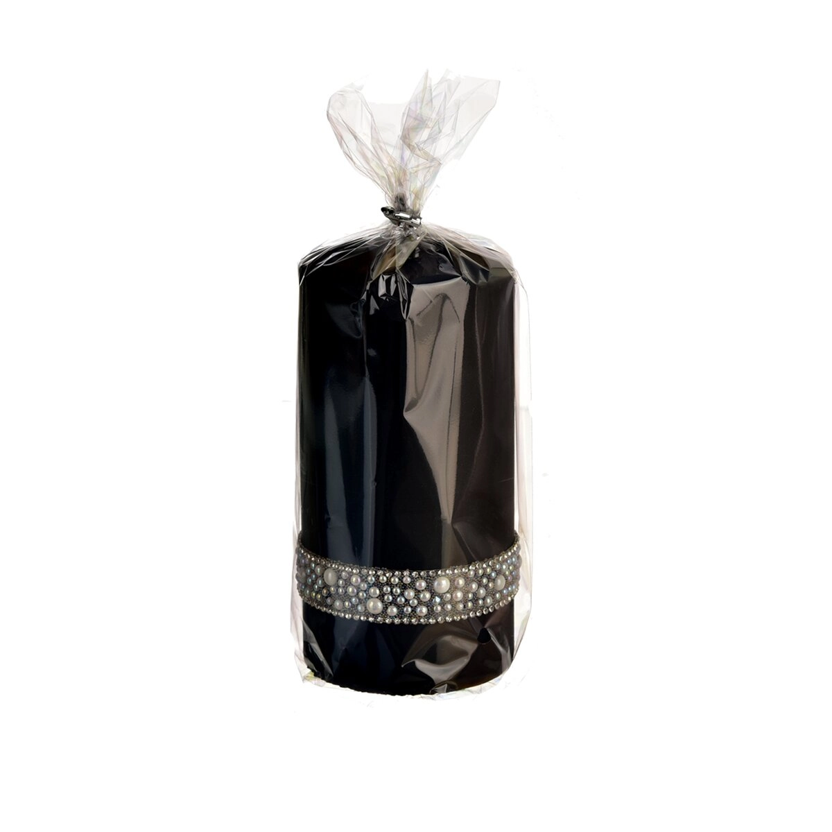 E-shop Valcová sviečka Pearl čierna 7 × 14 cm
