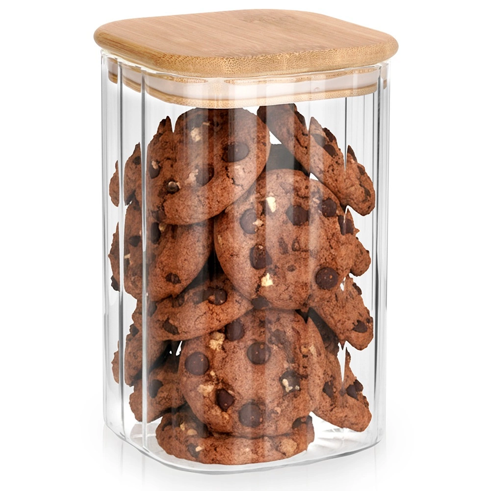 Sklenená dóza na sypké potraviny s bambusovým vekom a tesnením 1,1 l
