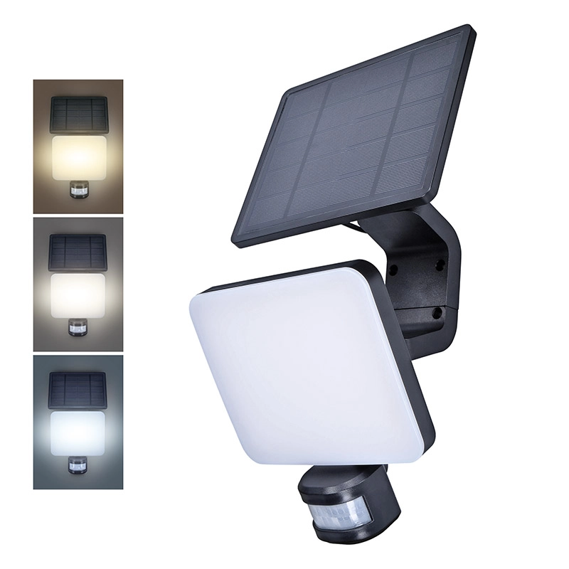 Solight LED solárne vonkajšie nástenné svetlo so senzorom 11 W 1200 lm 3 CCT čierne - 1 kus