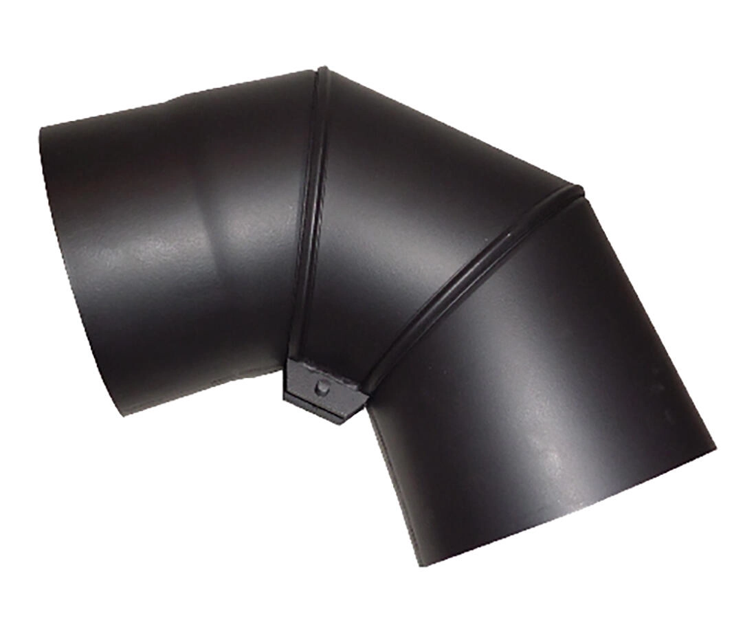 E-shop Dymové otočné koleno 150 mm, 90°, oceľ 1,5 mm, čierne
