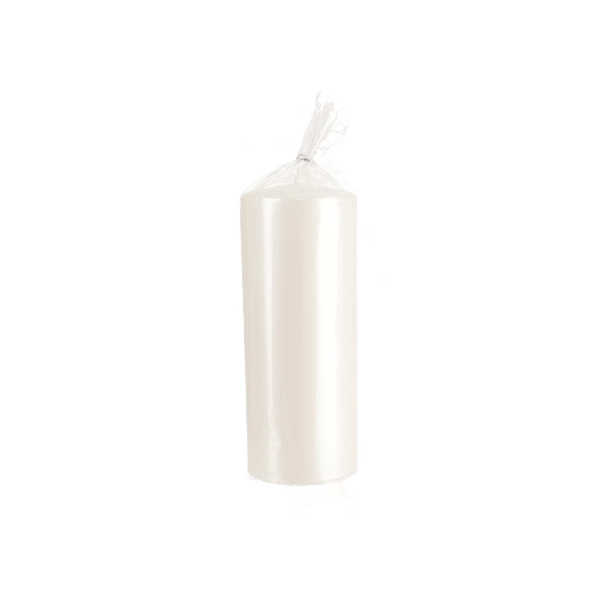 E-shop Lesklá biela valcová sviečka 7 × 18 cm