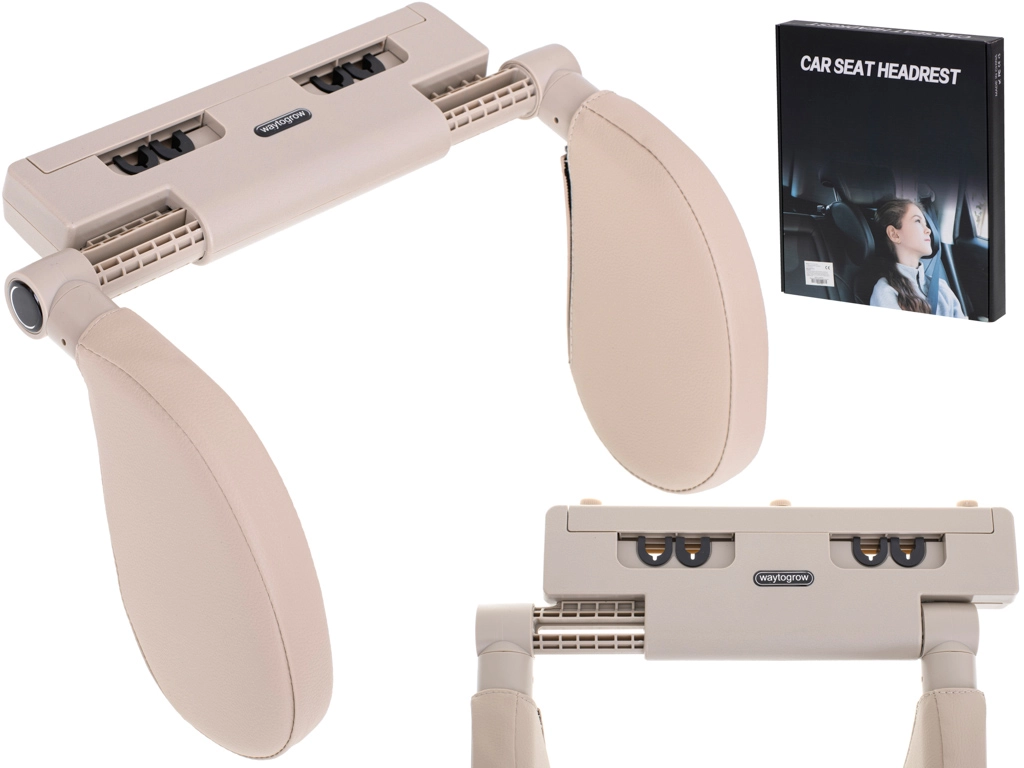 Autosedačkový cestovný oporný vankúš na hlavu a krk, nastaviteľný – Béžová