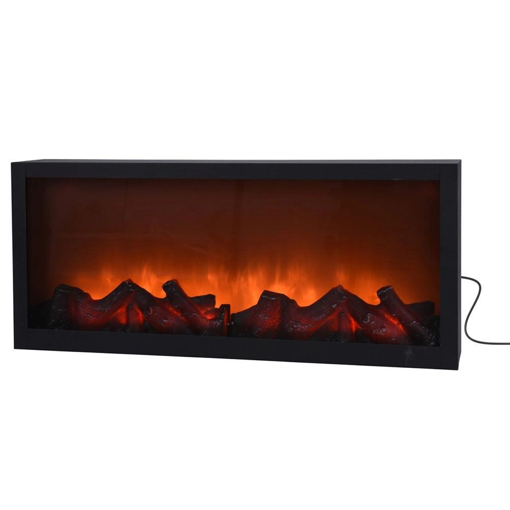 Elektrický LED krb z kovu, čierny 57 × 25 cm