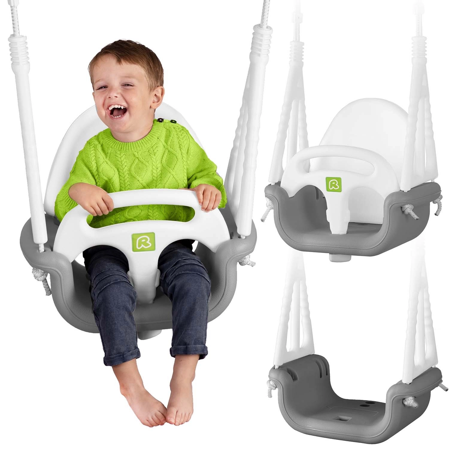 E-shop Ricokids detská modulárna hojdačka 3v1 šedo-biela