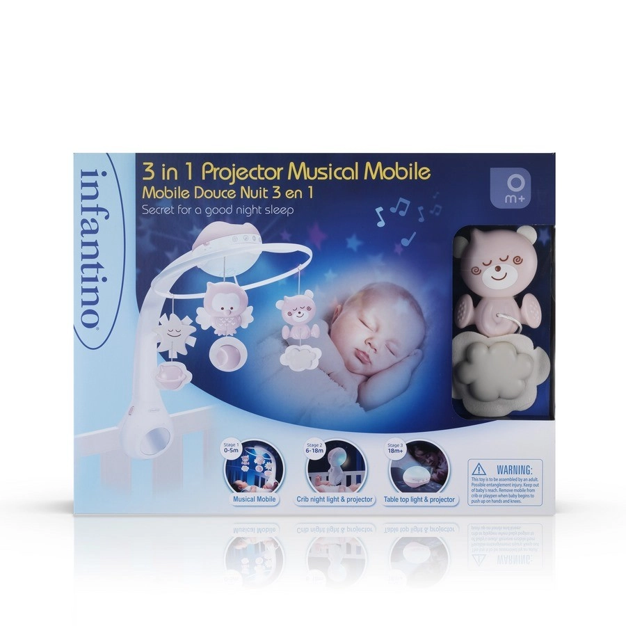 E-shop Infantino hudobný kolotoč 3v1 púdrovo ružový