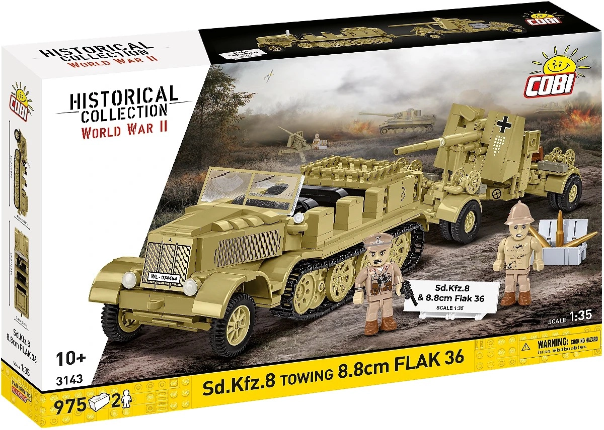 E-shop Cobi 3143 II WW Sd. Kfz. 8 ťahajúce 8,8 cm Flak 36, 1:35, 975 k, 2 f