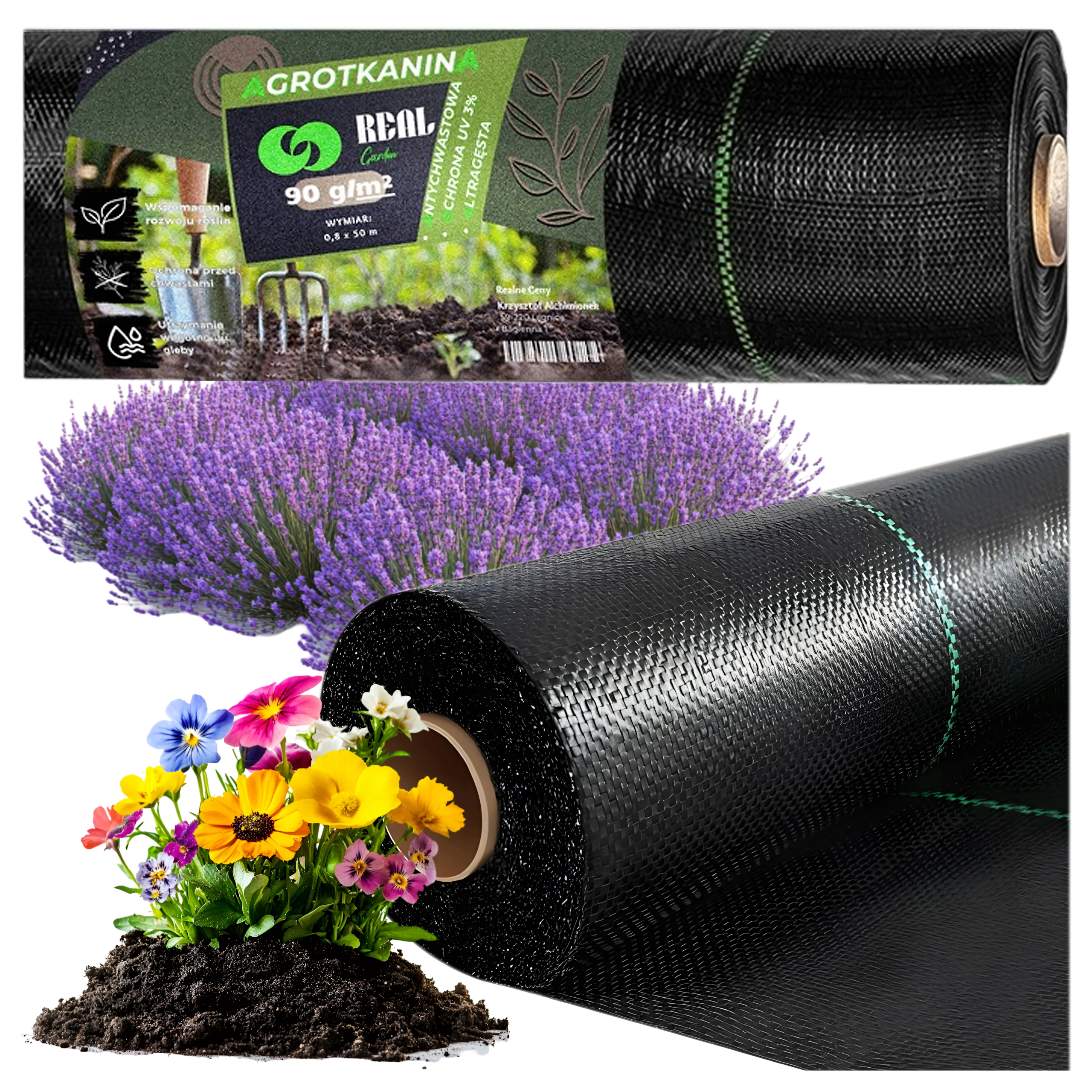 Agrotextília 90 g/m² 0,8 × 50 m čierna UV proti burine