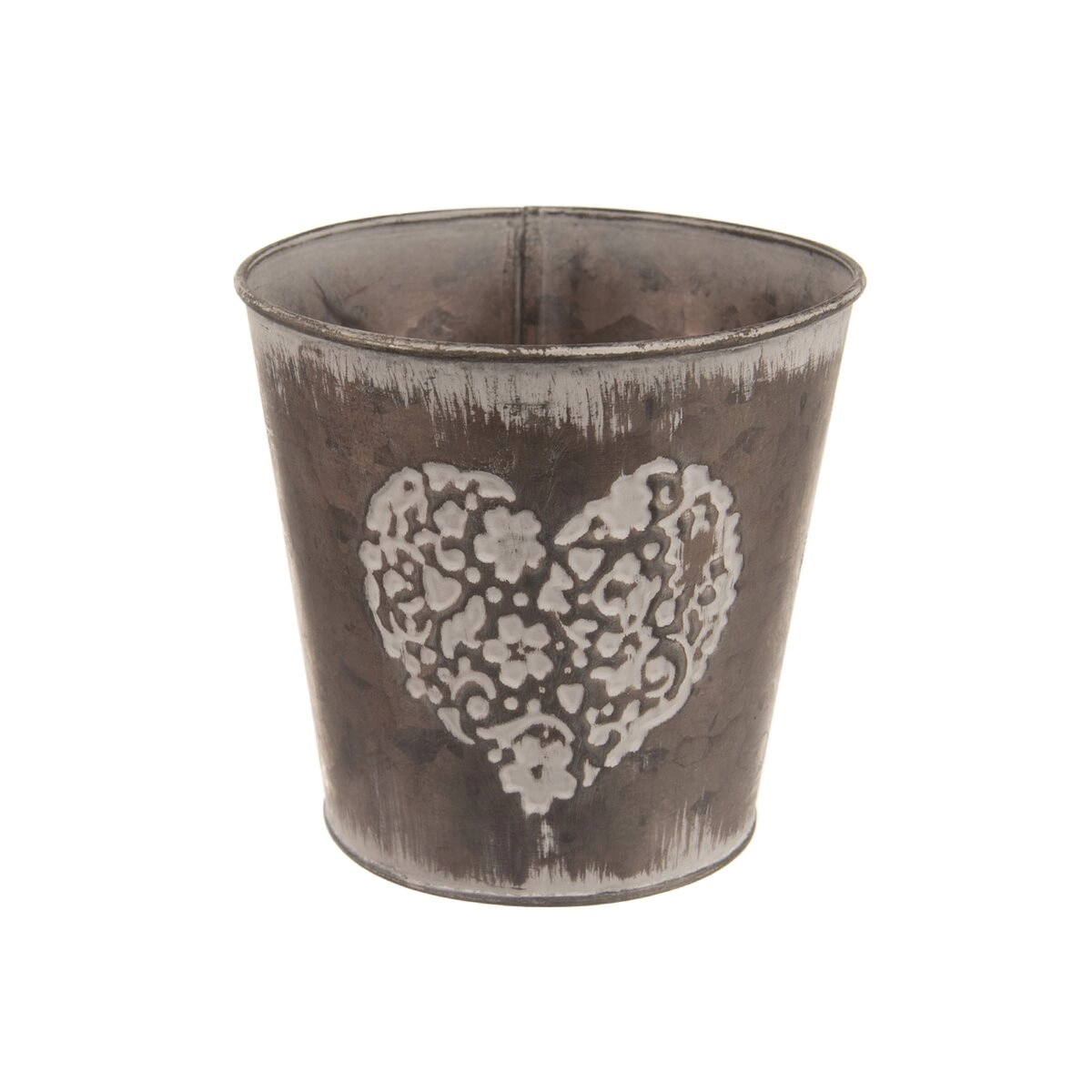 E-shop Plechový kvetináč srdce hnedý 13 × 13 × 12 cm