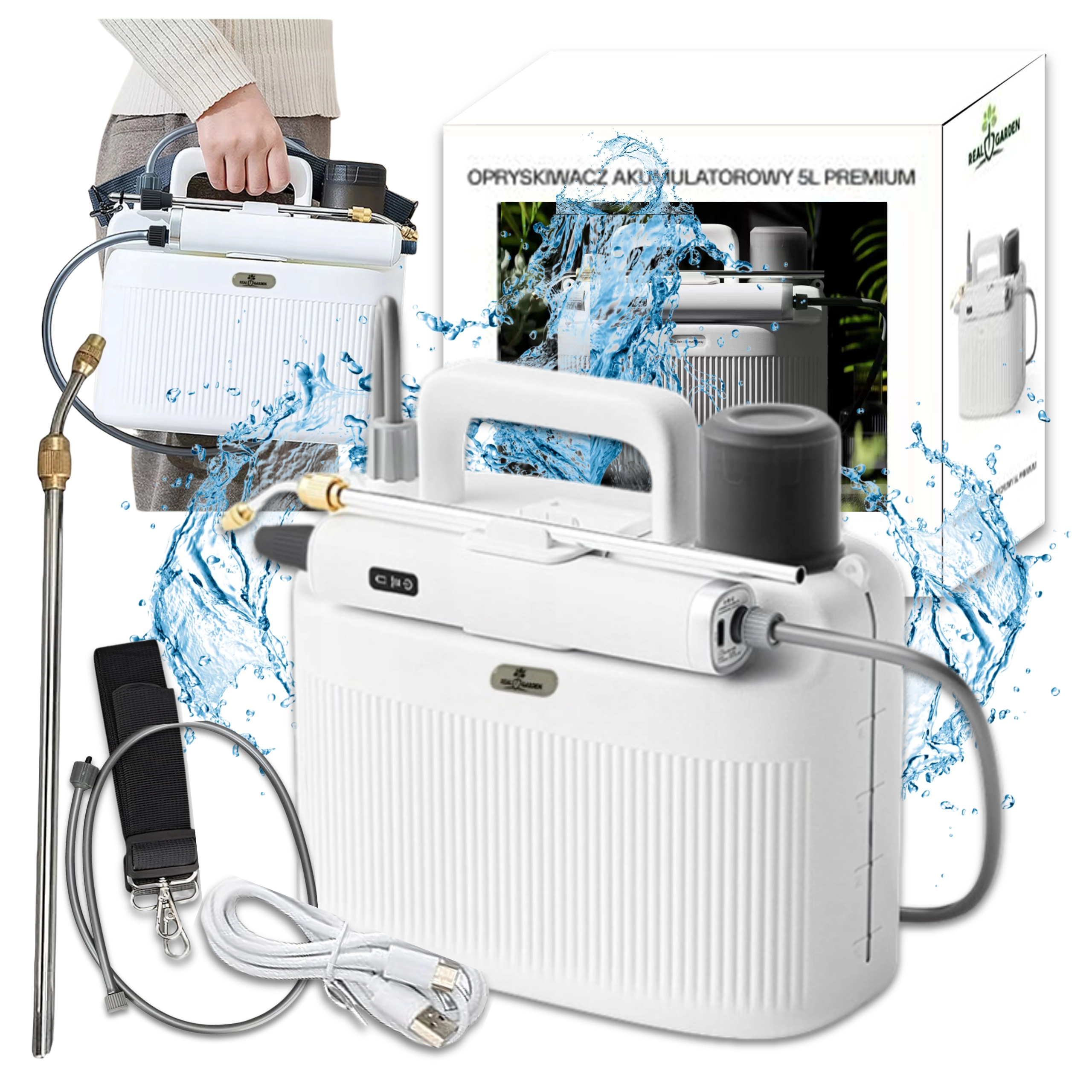 elektrický záhradný postrekovač 5 l s akumulátorom 2200 mAh