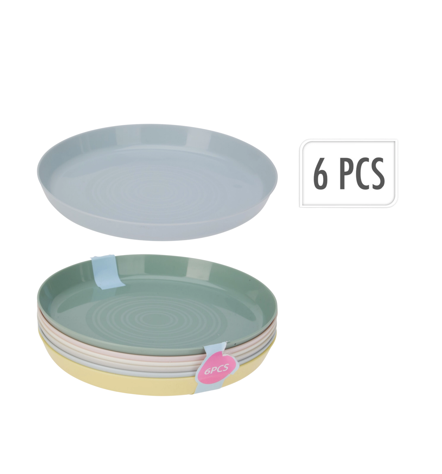 E-shop Súprava plastových tanierov 18,5 cm – 6 farieb, 6 ks