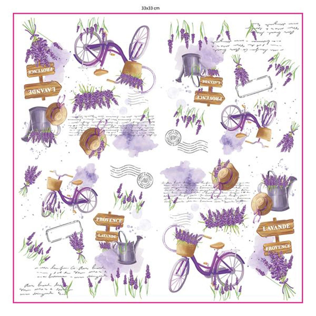 Papierové servítky Levanduľa, 3-vrstvové, 33 × 33 cm