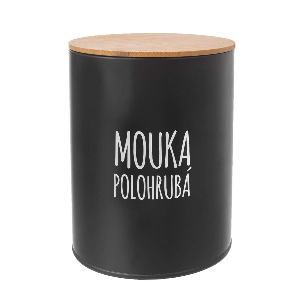 E-shop Plechová dóza na polohrubú múku s bambusovým vekom black