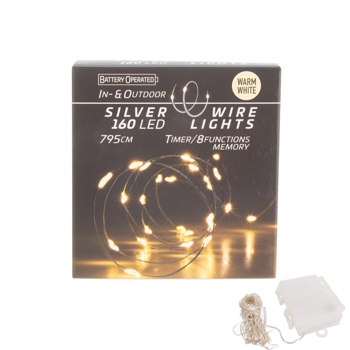 LED svetelná reťaz na drôtiku 160 LED – žlté svetlo s časovačom (do interiéru aj exteriéru)