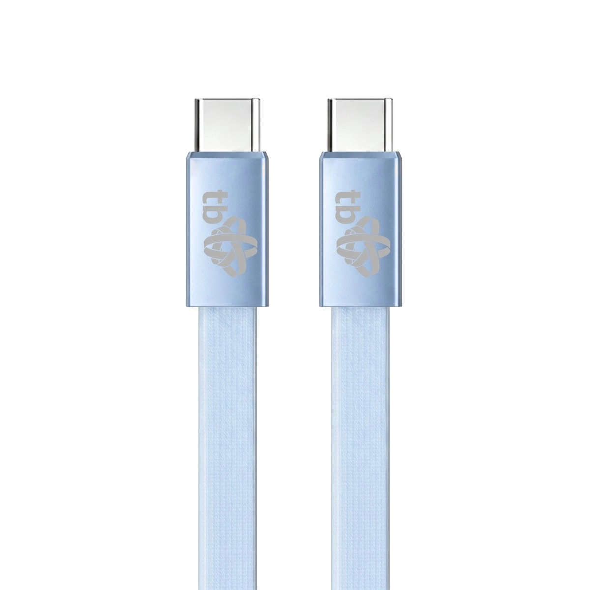 Plochý silikónový kábel USB-C na USB-C 1 m svetlomodrý