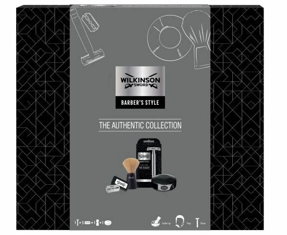 E-shop Wilkinson Sword Heritage Collection holiaci strojček + mydlo na holenie 125 g + štetec na holenie + náhradné žiletky 5 ks darčeková sada