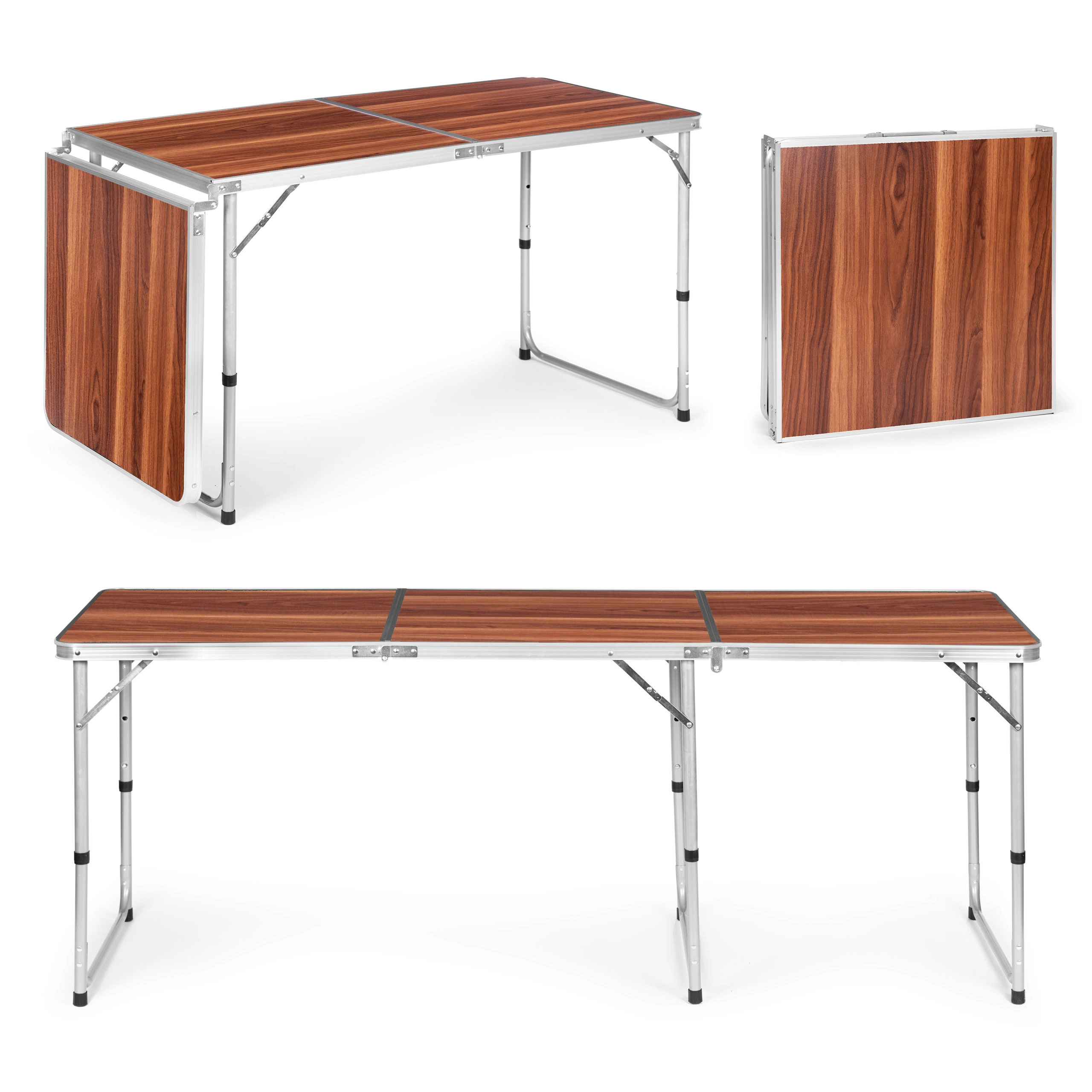 E-shop Skladací turistický stôl s hnedou doskou 180 × 60 cm MULTIGARDEN