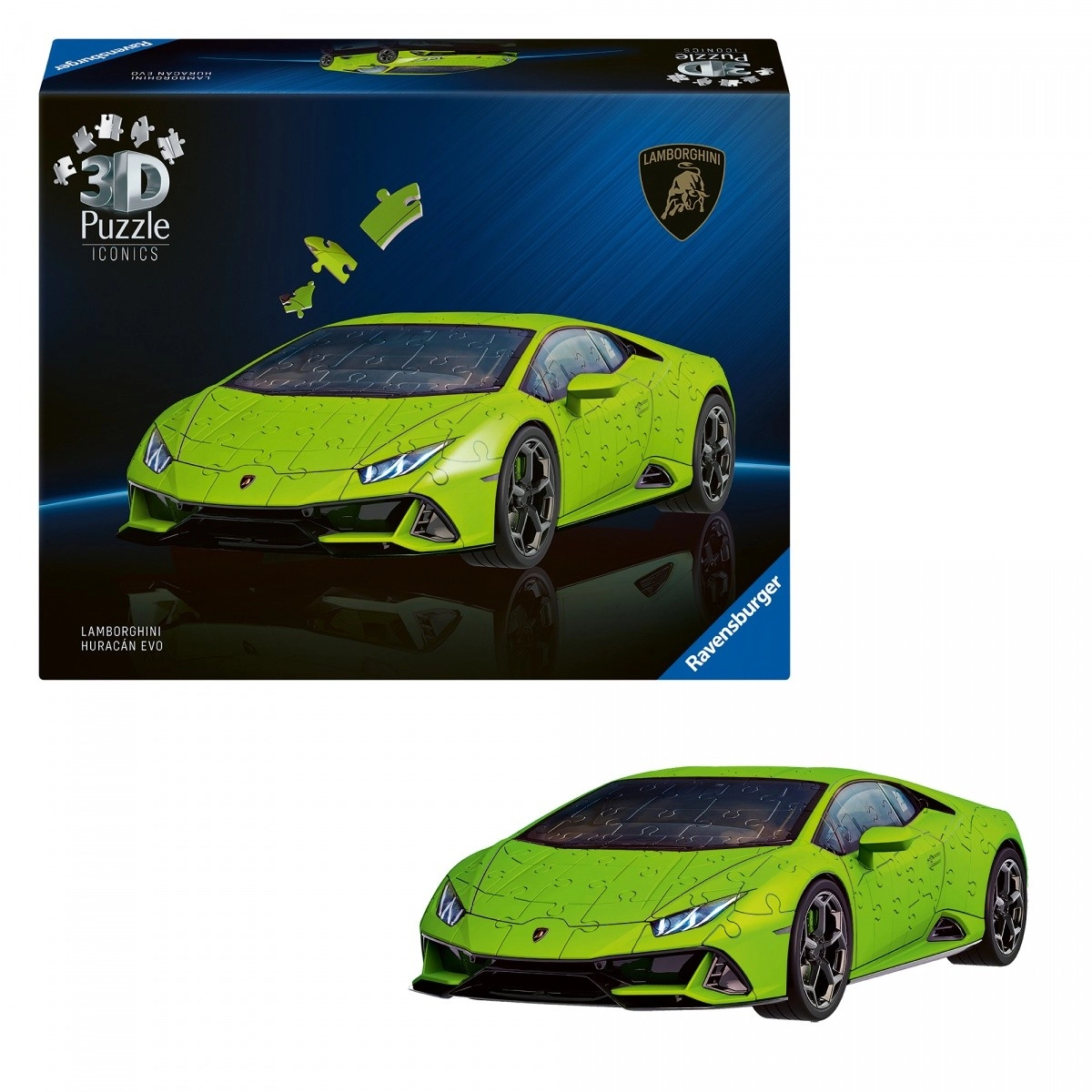 E-shop 3D puzzle RAVENSBURGER Iconics: Lamborghini Huracán Evo, zelené, 108 dielikov