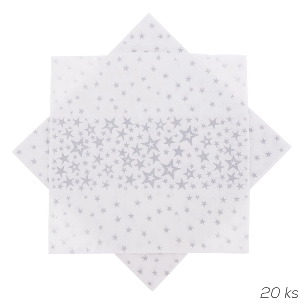 E-shop Papierové obrúsky s hviezdami strieborné 33 × 33 cm 20 ks