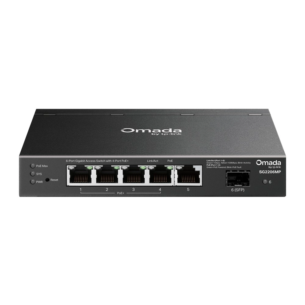 E-shop Tp-link Omada gigabitový switch so 4× PoE+ a 1× SFP (6 portov)