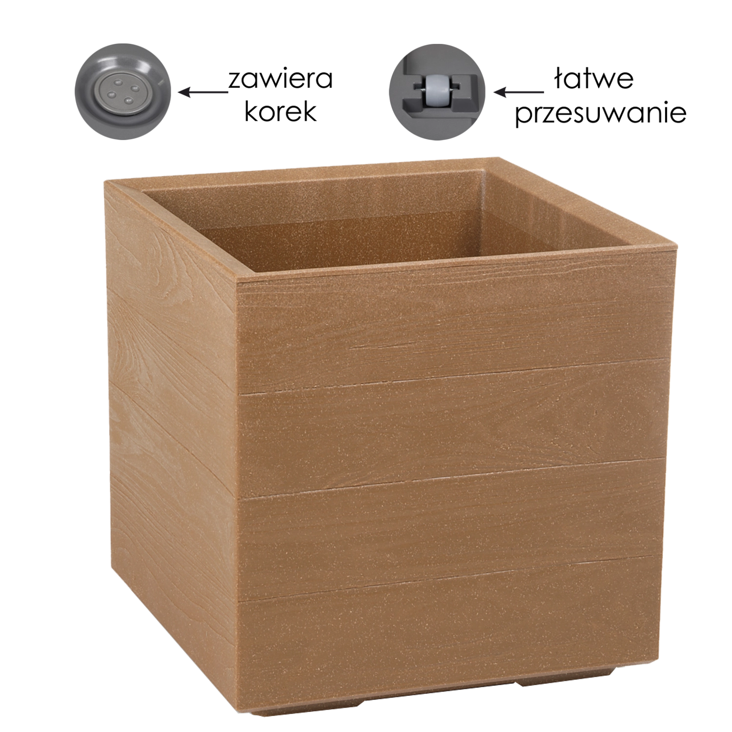 E-shop Kvetináč Lamela Karo Eco Wood s imitáciou prírodného dreva 39 cm