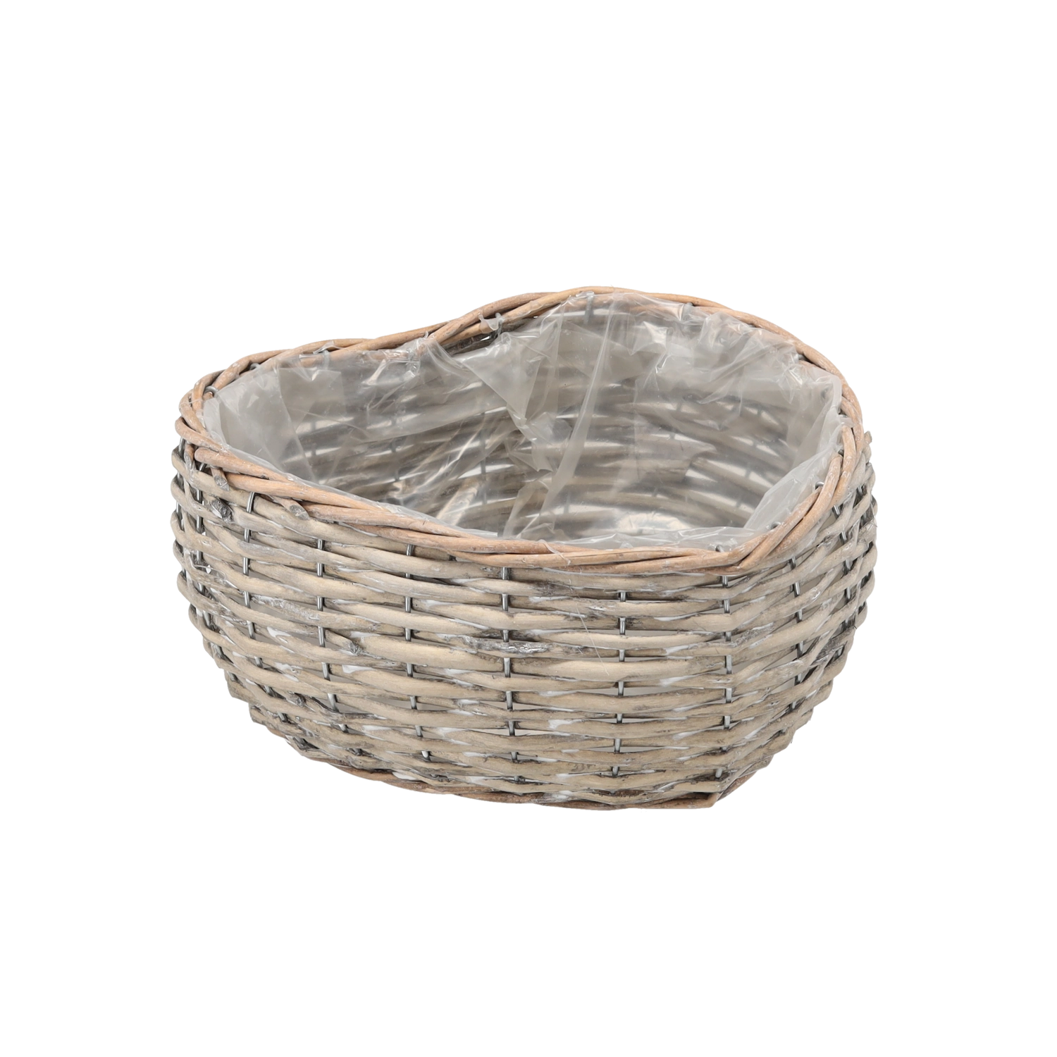 E-shop Prútený kvetináč v tvare srdca 25 × 25 × 12 cm, sivý