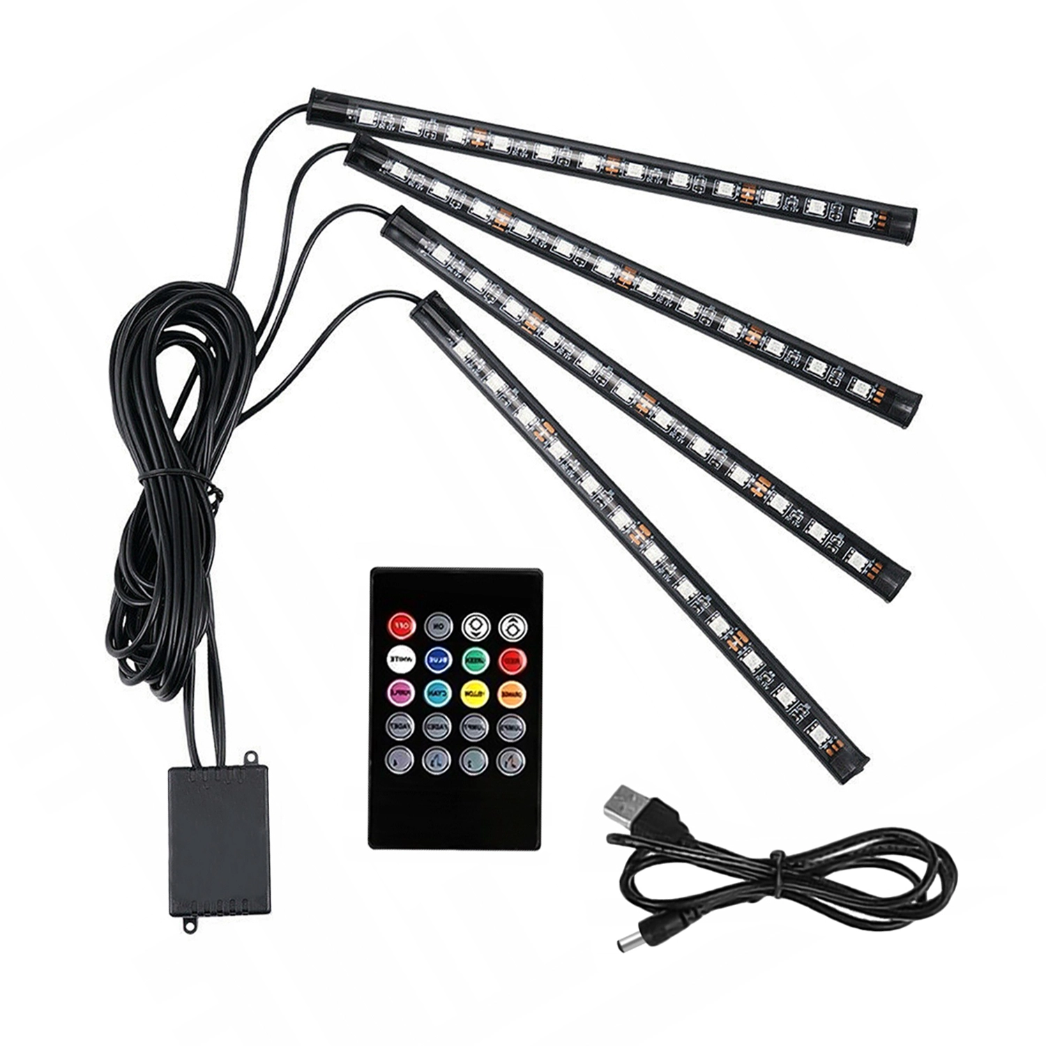 RGB LED osvetlenie interiéru automobilu so zvukovým senzorom