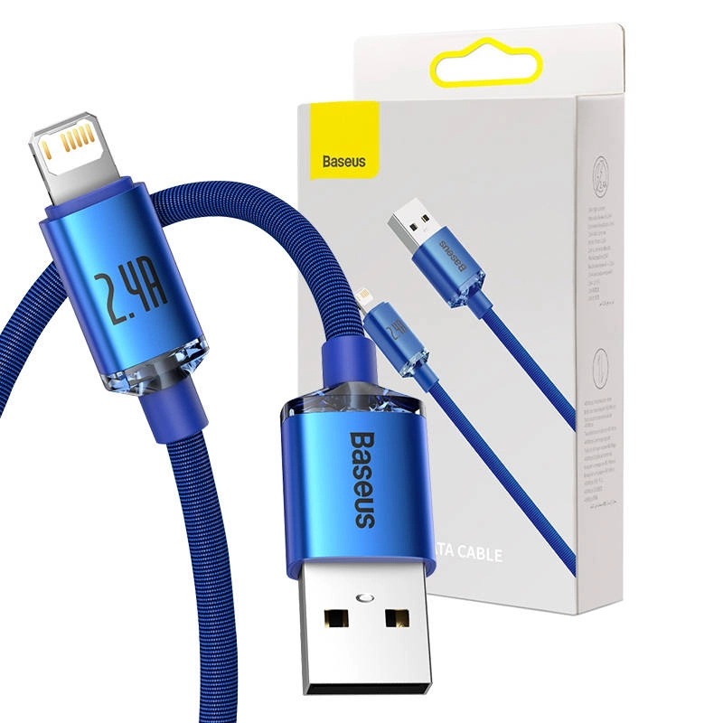 E-shop Baseus CAJY000003 crystal shine série USB typu A na Lightning 2,4A, 1,2m, modrý
