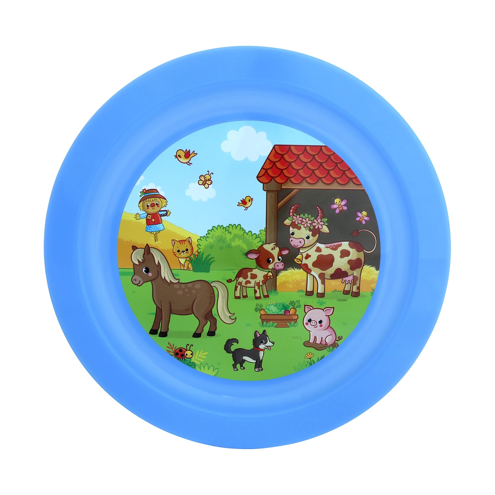 E-shop Detský plytký tanier FARMA 21 cm, plast, mix farieb