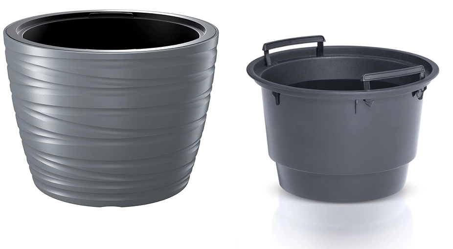 E-shop Prosperplast Kvetináč s vložkou MAZE sivý kameň 37,5cm
